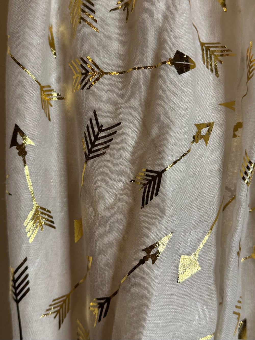 Gold Arrow Print Lightweight Scarf - Taupe and Cream - Picture 3 of 7
